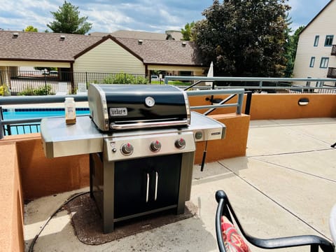Propane grill for grilling and outdoor tables for your use