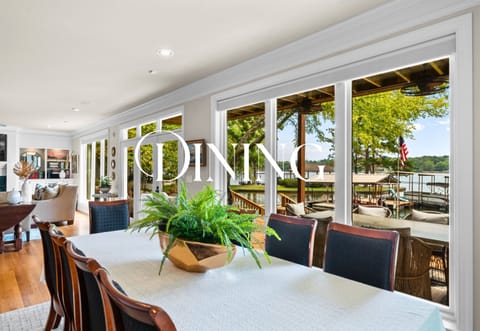 Share meals with a view — the dining room seats a crowd and opens up to the outdoors.