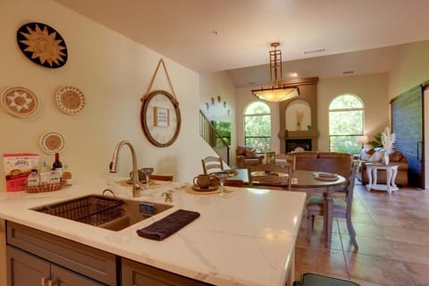Open view of entire first floor living area. Kitchen, dining area, and living room view.