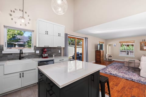 Open kitchen and living area