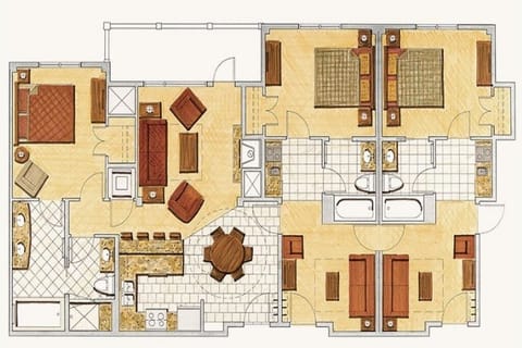 Two private suites attached to main one bedroom full kitchen/living room.