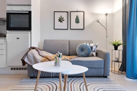 Comfortable sofa that easily converts into a queen bed for extra guests.