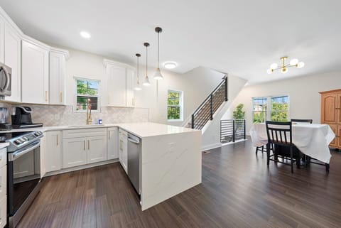 Kitchen and dining are