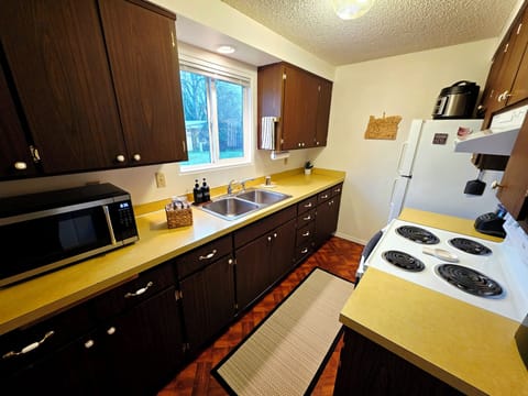 The kitchen is fully stocked with everything you'll need to make a full meal!