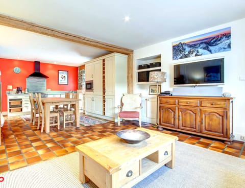 Apartment kitchen dining and living space perfect for young families/teenagers