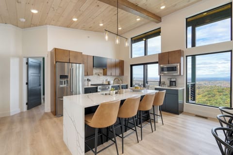 Enjoy casual dining at the sleek kitchen counter.