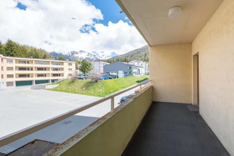 Spacious Balcony with Mountain Views Private balcony offering fresh alpine air and stunning views of the surrounding Swiss Alps. Perfect for morning coffee or evening relaxation