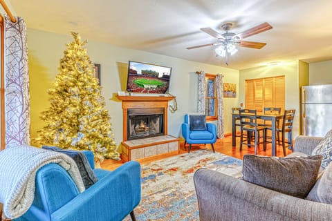 Downstairs living space with Christmas decor up!