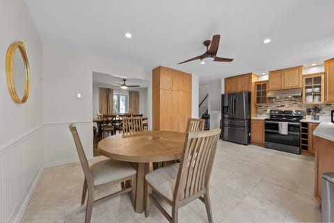 The inviting eat-in kitchen is well equipped for an unforgettable getaway