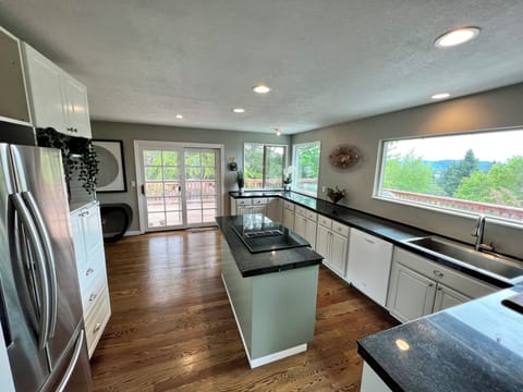 Huge kitchen with mountain and valley views!