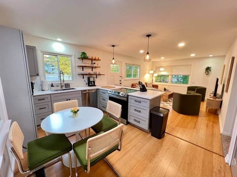 Dining table for 4, as well as, bar seating for 4