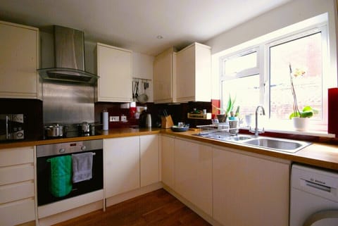 Kitchen overlooks courtyard garden