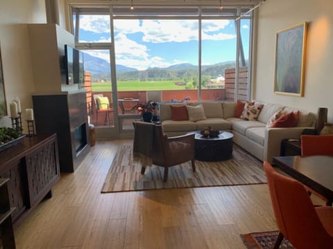 Living room with picturesque view of Mt Sopris