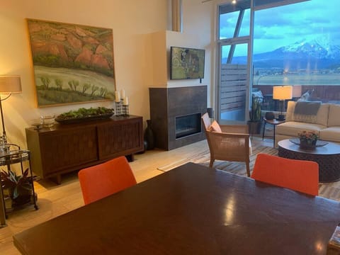 Living room with fireplace