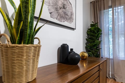 Table with plant and decor
