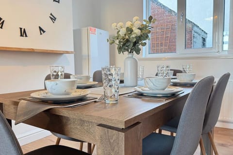 Another angle of the bright dining room