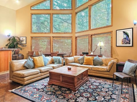 Great room on the ground floor. Entire ground floor is heated with hydronic in-floor radiant heat.