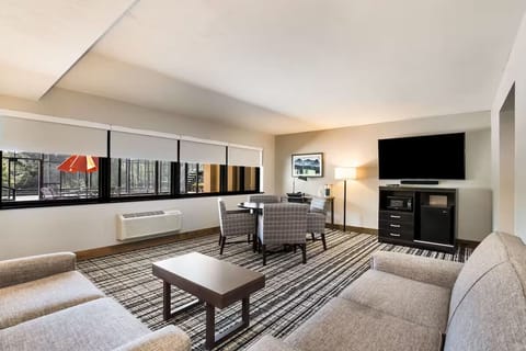 Gather for games and snacks in the bright lounge area.