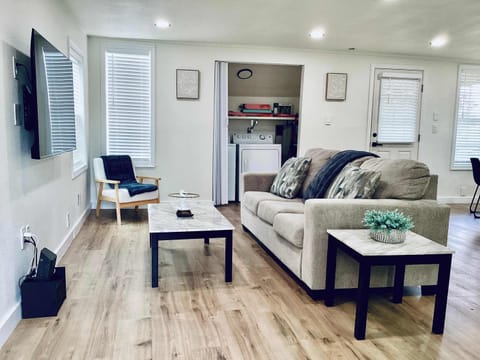 Living area with sofa sleeper and Smart TV