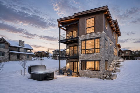 Private mountain retreat with hot tub and modern alpine design