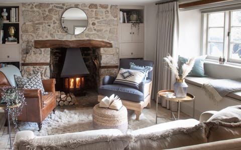 Living room with log-burning stove