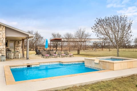Outdoor pool and hot tub