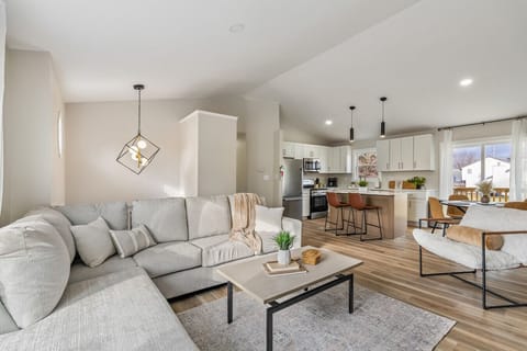 Open Living Room, Dining, and Kitchen