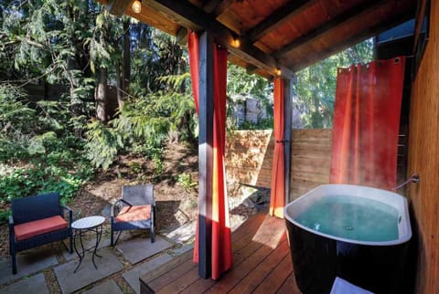 Slip into the hot tub, let the bubbles do the talking.