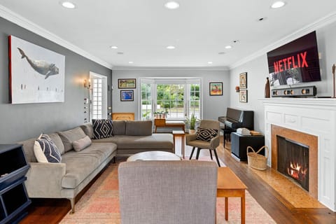 Unwind by the fire in classic style.