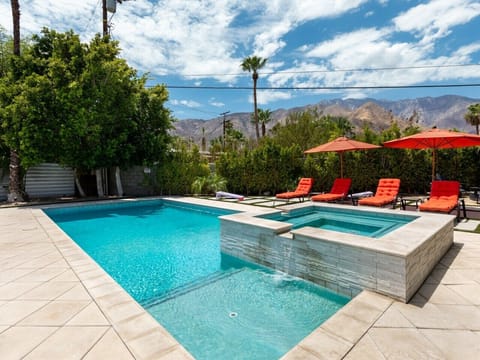 Enjoy a dip in the Salt Water Pool with mountain view backdrop