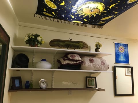 You will have use of a space heater, fan, humidifier and queen sized bed. 