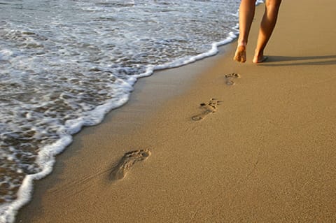 On the beach, sun loungers, beach towels