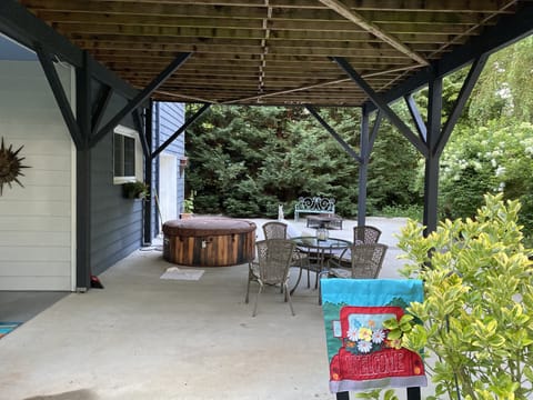 Look across the 20 x40 covered patio at the end of your drive. Very private!
