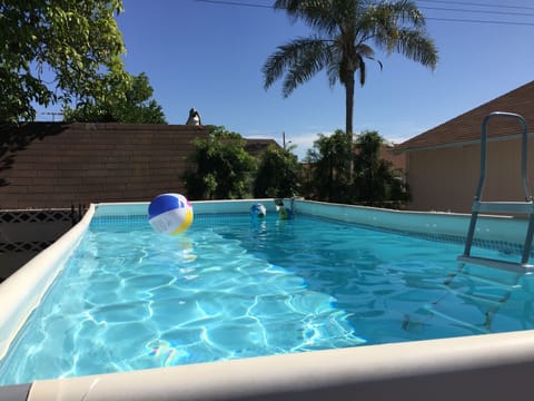 Above ground pool cleaned regularly, gated with fence. Come and enjoy!