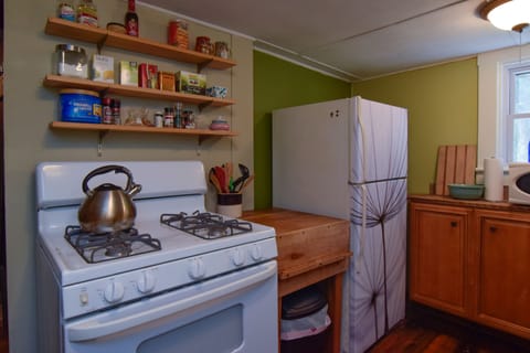 Full-size fridge, microwave, oven, stovetop