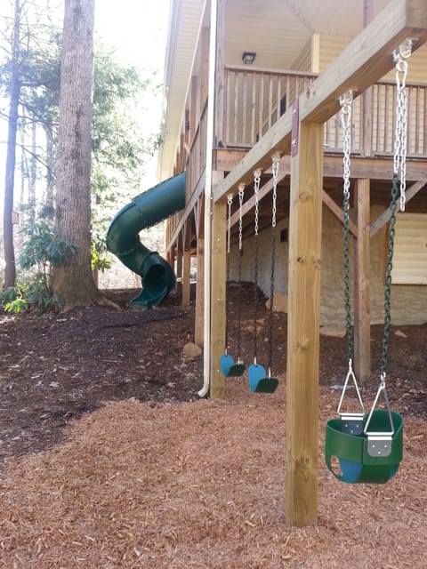 Kids love the Swings and Tube Slide off the deck!