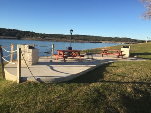 Barbecue pits and picnic tables