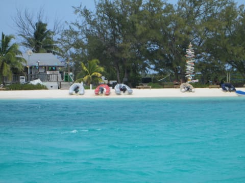 On the beach, sun loungers, beach towels