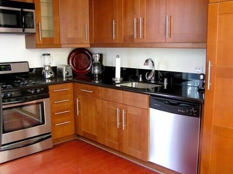 The functional Kitchen comes Fully Equipped with all Stainless Steel Appliances
