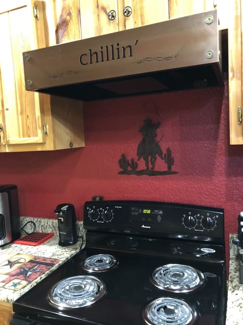 Custom made range hood for cooking those great meals while staying at Chilln'