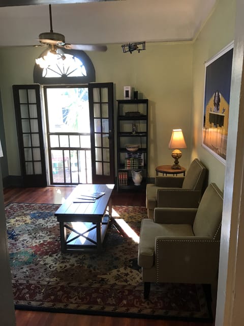 Front door and living room 
