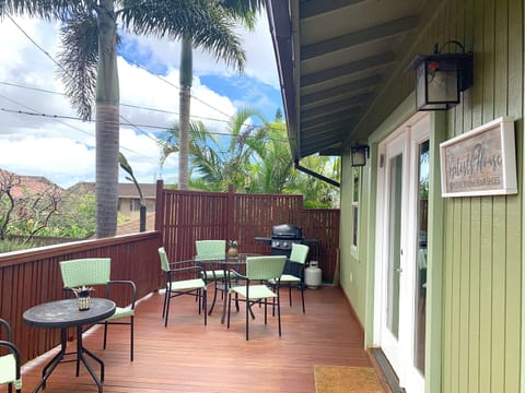 View from private deck with palms