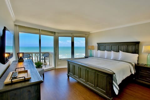 The large master suite has a king size bed for your comfort. 