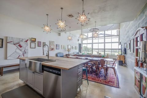 view from kitchen into living room