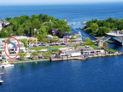 Aerial view with the Marina Suite circled in red.  What a view!

