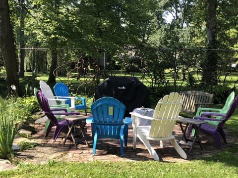 Patio area with gas grille, smokeless fire pit and plenty of seating!