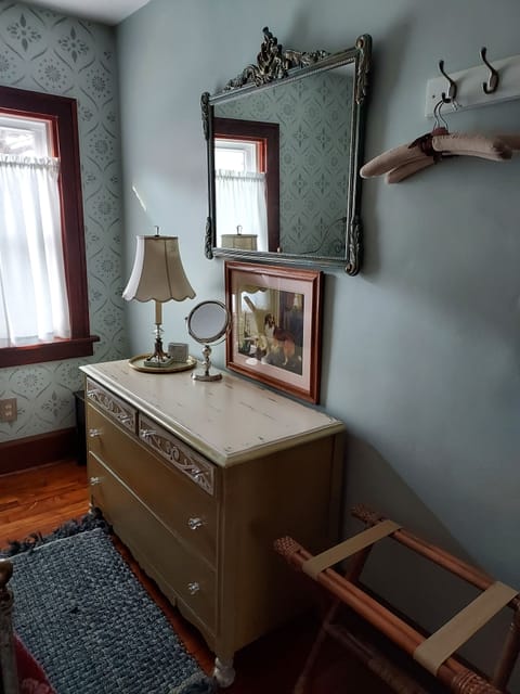 Bedroom#1~Full size bed~Linens provided~Sliding doors for privacy 