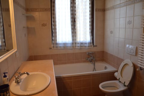 Combined shower/tub, hair dryer, bidet, towels