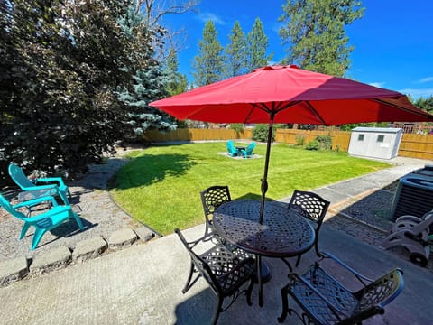 DINE OPEN AIR al fresco in our spacious backyard. Enjoy our gas Fire-pit.