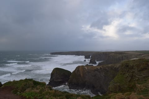 Stormy North Cornwall coast in winter